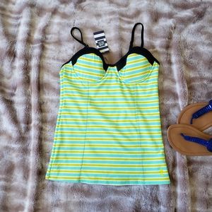 Lime Ricki Green & Teal Striped Tankini Swim Suit